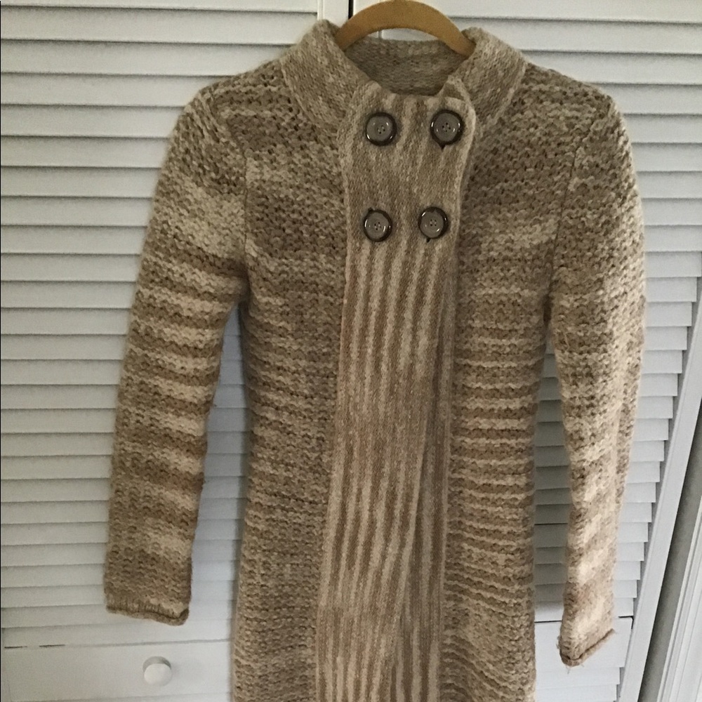 Knit wool blend long cardigan